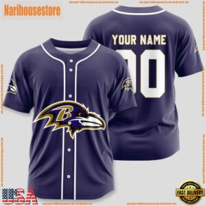 Custom Name And Number Baltimore Ravens NFL Sport Baseball Jersey