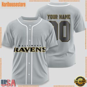 Custom Name And Number Baltimore Ravens NFL Team Baseball Jersey