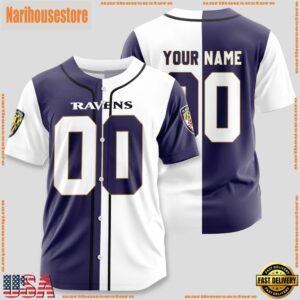 Custom Name And Number Baltimore Ravens NFL Team Sport Baseball Jersey