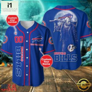 Custom Name And Number Buffalo Bills NFL Horror 3D Baseball Jersey Shirt