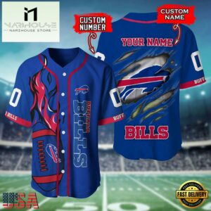 Custom Name And Number Buffalo Bills NFL Team Sport Baseball Jersey Shirt