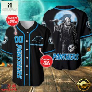 Custom Name And Number Carolina Panthers NFL Horror 3D Baseball Jersey Shirt