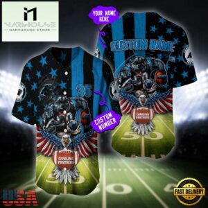 Custom Name And Number Carolina Panthers NFL Mascot US Flag Baseball Jersey Shirt