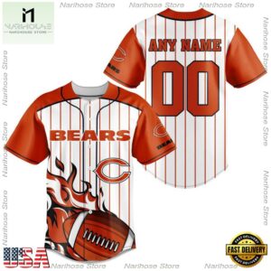 Custom Name And Number Chicago Bears NFL 3D Baseball Jersey Shirt