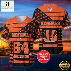 Custom Name And Number Cincinnati Bengals NFL American Flag Baseball Jersey Shirt