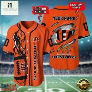 Custom Name And Number Cincinnati Bengals NFL Football Team Baseball Jersey Shirt