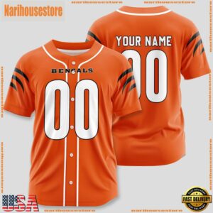 Custom Name And Number Cincinnati Bengals NFL Team Baseball Jersey