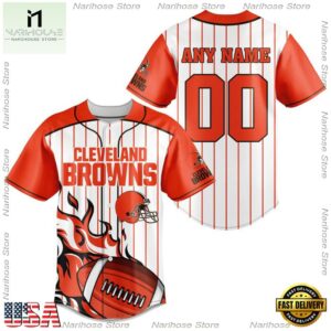 Custom Name And Number Cleveland Browns NFL 3D Baseball Jersey Shirt