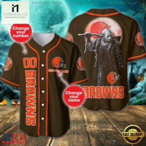 Custom Name And Number Cleveland Browns NFL Horror 3D Baseball Jersey Shirt