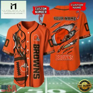 Custom Name And Number Cleveland Browns NFL Team Sport Baseball Jersey Shirt