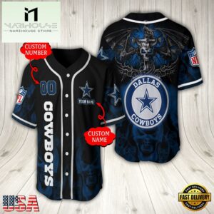 Custom Name And Number Dallas Cowboys NFL Baseball Jersey For Fans