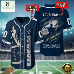 Custom Name And Number Dallas Cowboys NFL Football Team Baseball Jersey Shirt