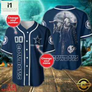 Custom Name And Number Dallas Cowboys NFL Horror 3D Baseball Jersey Shirt