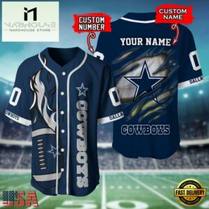 Custom Name And Number Dallas Cowboys NFL Team Sport Baseball Jersey Shirt