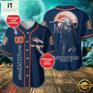Custom Name And Number Denver Broncos NFL Horror 3D Baseball Jersey Shirt