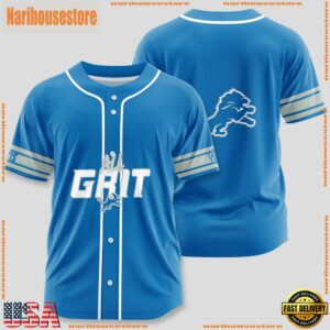 Custom Name And Number Detroit Lions NFL Team Baseball Jersey
