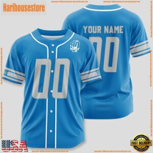 Custom Name And Number Detroit Lions NFL Team Sport Baseball Jersey
