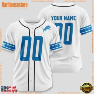 Custom Name And Number Detroit Lions NFL Team Sports Baseball Jersey
