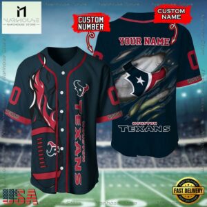 Custom Name And Number Houston Texans NFL Football Team Baseball Jersey Shirt