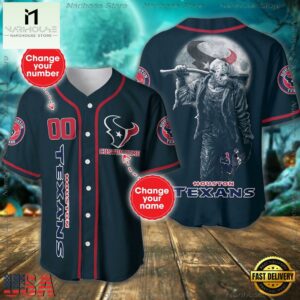 Custom Name And Number Houston Texans NFL Horror 3D Baseball Jersey Shirt