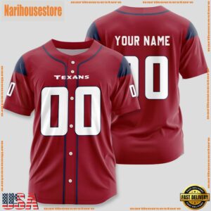 Custom Name And Number Houston Texans NFL Team Sport Baseball Jersey Shirt