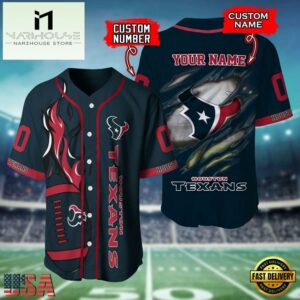 Custom Name And Number Houston Texans NFL Team Sport Baseball Jersey Shirt