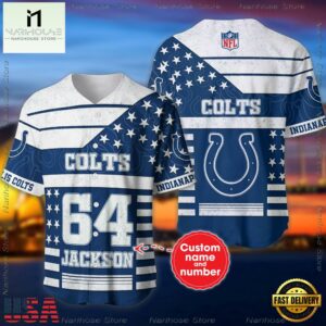 Custom Name And Number Indianapolis Colts NFL American Flag Baseball Jersey Shirt