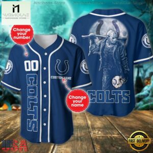 Custom Name And Number Indianapolis Colts NFL Horror 3D Baseball Jersey Shirt