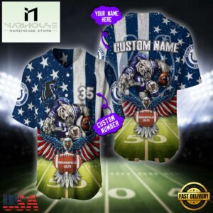 Custom Name And Number Indianapolis Colts NFL Mascot US Flag Baseball Jersey Shirt