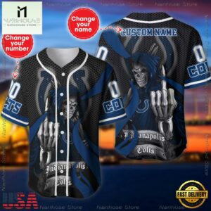 Custom Name And Number Indianapolis Colts NFL Skull Death 3D Baseball Jersey Shirt