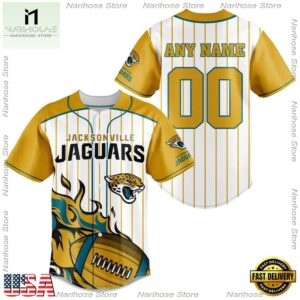 Custom Name And Number Jacksonville Jaguars NFL 3D Baseball Jersey Shirt