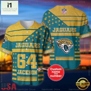 Custom Name And Number Jacksonville Jaguars NFL American Flag Baseball Jersey Shirt