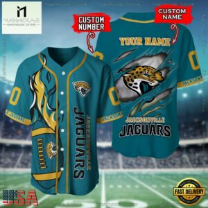 Custom Name And Number Jacksonville Jaguars NFL Football Team Baseball Jersey Shirt