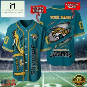 Custom Name And Number Jacksonville Jaguars NFL Team Sport Baseball Jersey Shirt