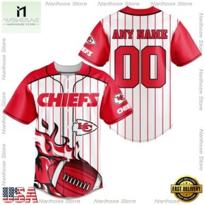 Custom Name And Number Kansas City Chiefs NFL 3D Baseball Jersey Shirt