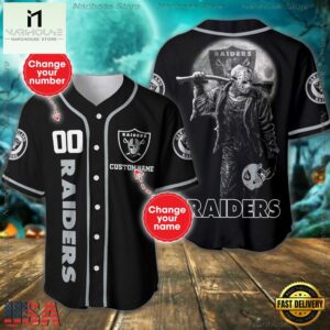 Custom Name And Number Las Vegas Raiders NFL Horror 3D Baseball Jersey Shirt