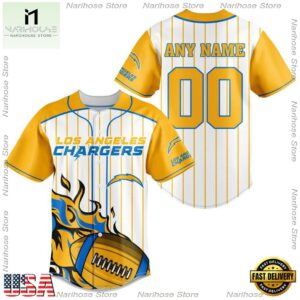 Custom Name And Number Los Angeles Chargers NFL 3D Baseball Jersey Shirt