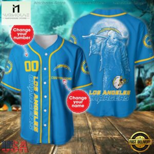 Custom Name And Number Los Angeles Chargers NFL Horror 3D Baseball Jersey Shirt