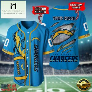 Custom Name And Number Los Angeles Chargers NFL Team Sport Baseball Jersey Shirt