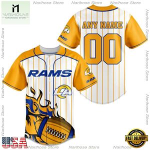 Custom Name And Number Los Angeles Rams NFL 3D Baseball Jersey Shirt