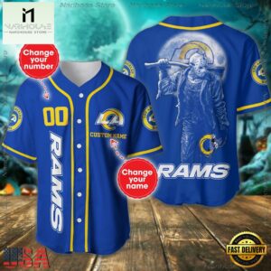 Custom Name And Number Los Angeles Rams NFL Horror 3D Baseball Jersey Shirt