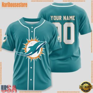Custom Name And Number Miami Dolphins NFL Sport Baseball Jersey