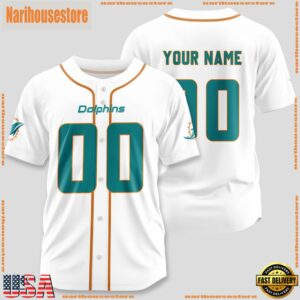 Custom Name And Number Miami Dolphins NFL Team Sport Baseball Jersey