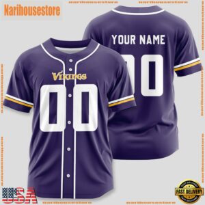 Custom Name And Number Minnesota Vikings NFL Team Baseball Jersey