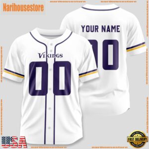 Custom Name And Number Minnesota Vikings NFL Team Sport Baseball Jersey