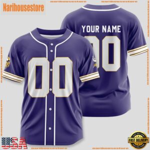 Custom Name And Number Minnesota Vikings NFL Team Sports Baseball Jersey