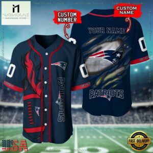 Custom Name And Number New England Patriots NFL Football Team Baseball Jersey Shirt