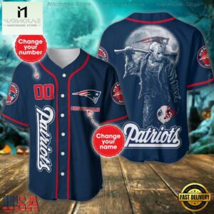 Custom Name And Number New England Patriots NFL Horror 3D Baseball Jersey Shirt