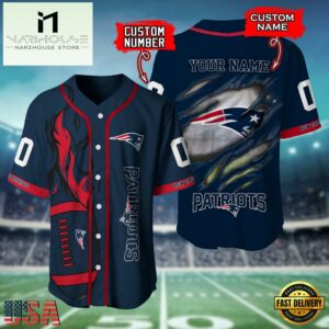 Custom Name And Number New England Patriots NFL Team Sport Baseball Jersey Shirt