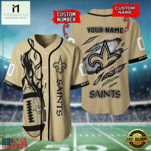 Custom Name And Number New Orleans Saints NFL Football Team Baseball Jersey Shirt
